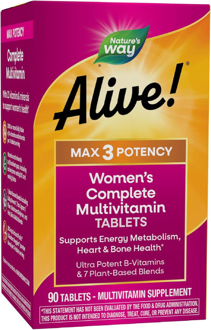 Nature's Way Alive! Max3 Potencia Mujer Multivitamínico Completo, Apoya el Metabolismo Energético, Salud del Corazón y – Image 1