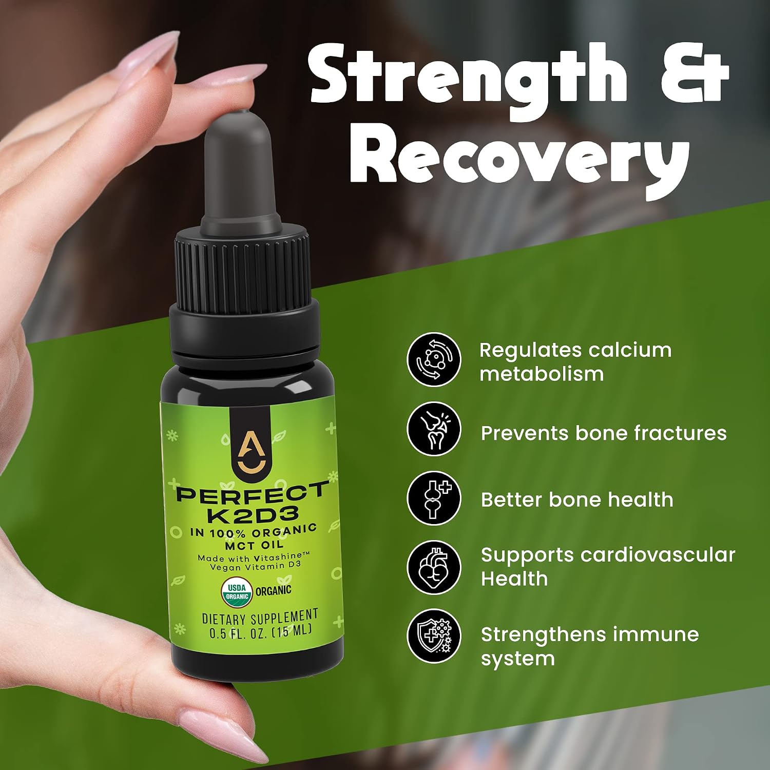 Perfect K2D3, Líquido de Vitamina D3 con K2, 15 ml
