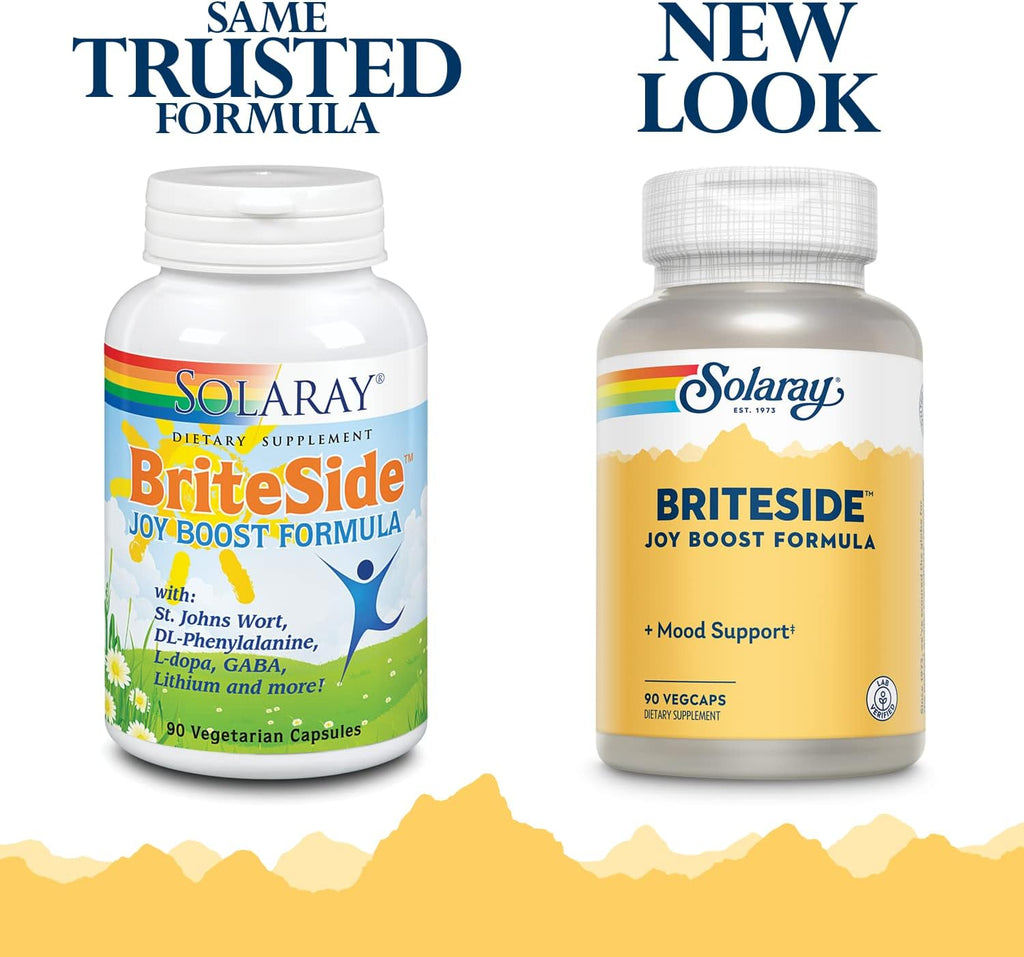 SOLARAY BriteSide - 90 Cápsulas Vegetarianas - con Hierba de San Juan, DL-Fenilalanina (DLPA), L-Dopa, GABA y Litio