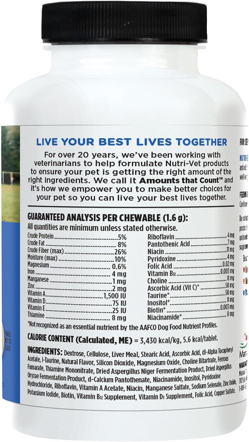 Nutri-Vet Senior-Vite Multivitamínico Masticable para Perros Mayores, 120 comprimidos
