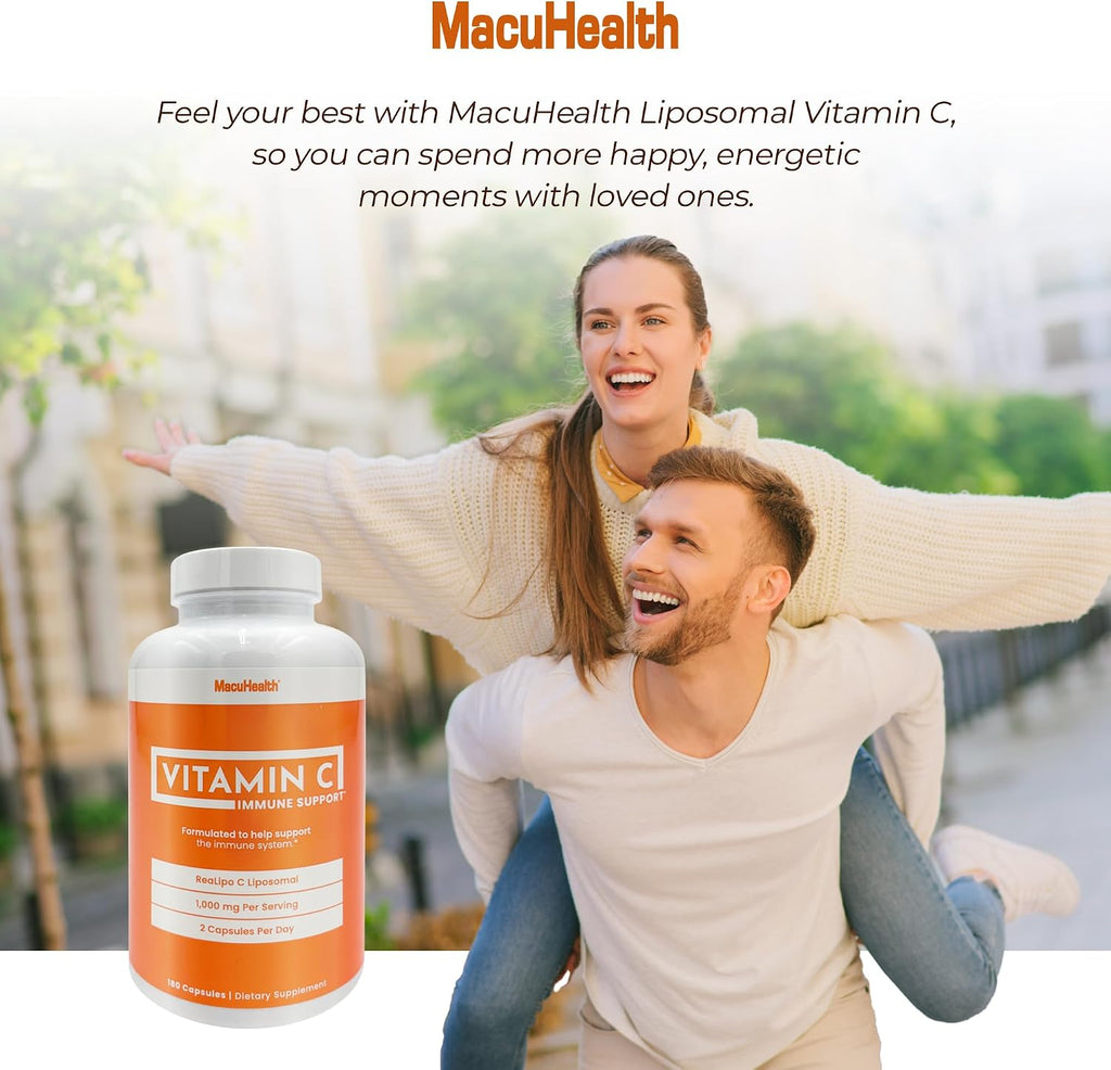 MacuHealth Vitamina C Liposomal 1000 mg por dosis - Alta biodisponibilidad con antioxidantes liposolubles - 3 meses de suministro