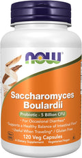 NOW Foods Saccharomyces Boulardii 5000 millones UFC Probiótico, 120 Cápsulas Vegetales