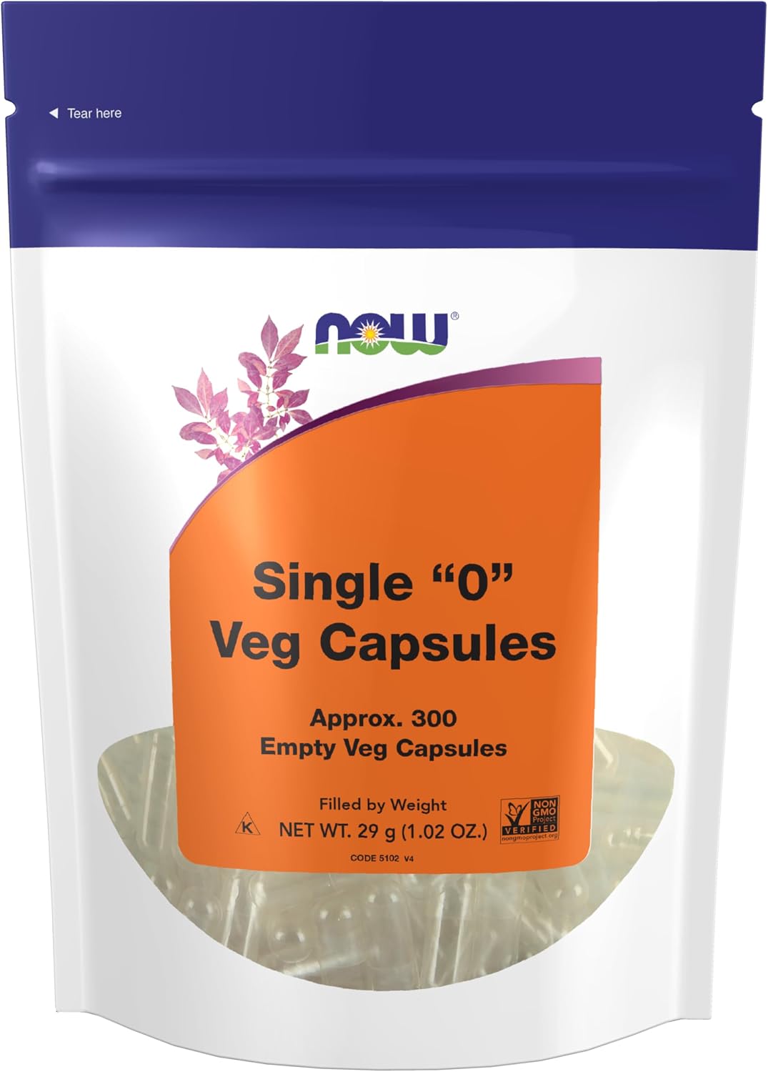 NOW Foods Cápsulas Vegetales Vacías, Tamaño "0", 300 uds