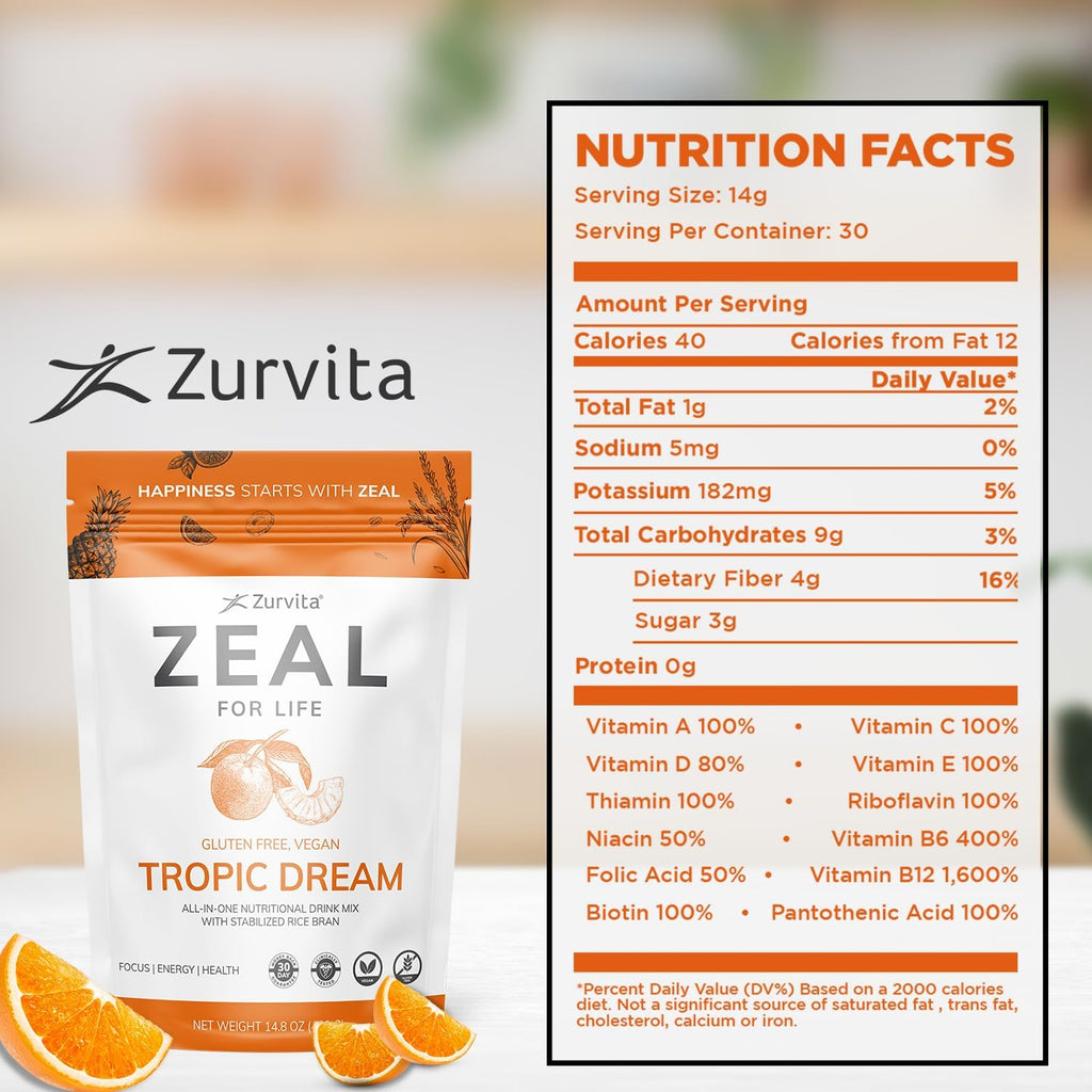 Zurvita - Zeal for Life 30-Day Wellness Bag - Sabor Tropic Dream, 420 g
