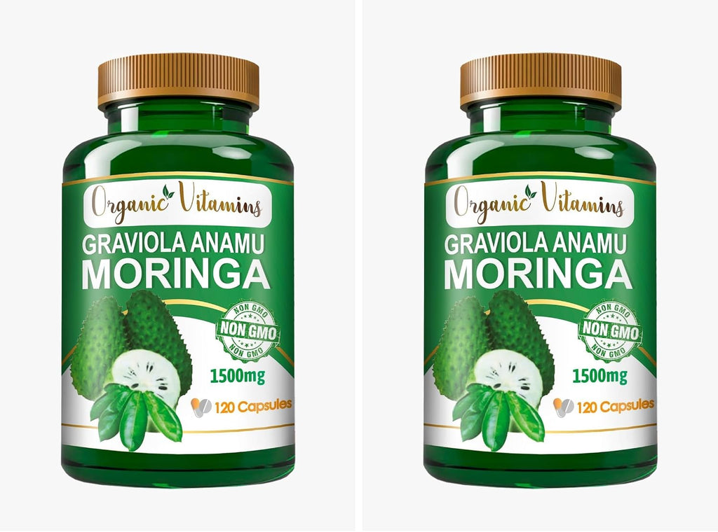 Graviola Soursop Annona muricata Anamu Moringa Green Superfood - 120 Cápsulas