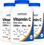Nutricost Vitamina C con Zinc, 240 Cápsulas (Paquete de 3)