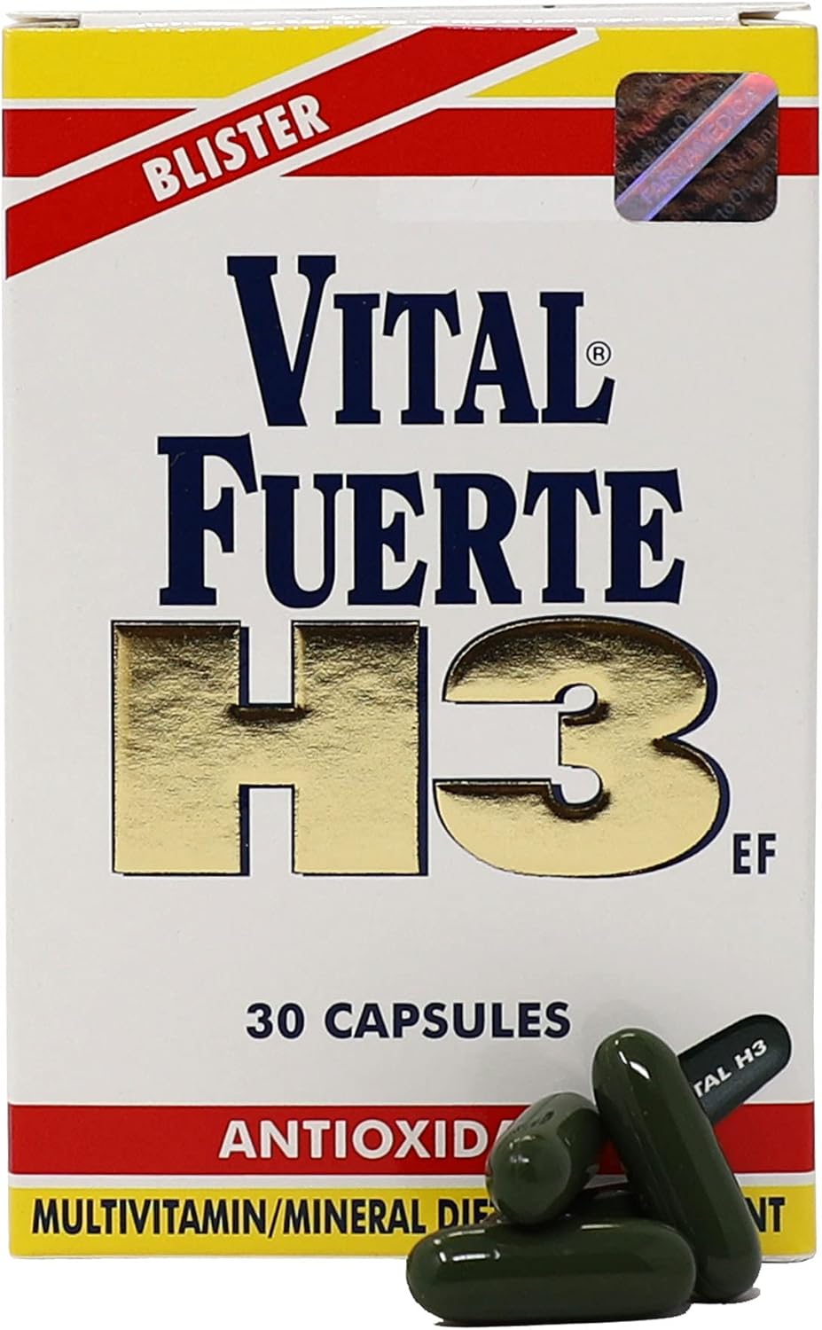 Vital Fuerte H3, Vitaminas y Minerales con Antioxidantes, 30 Cápsulas