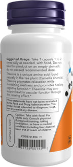NOW Foods L-Teanina 100 mg con Té Verde Descafeinado - 90 Cápsulas Veganas
