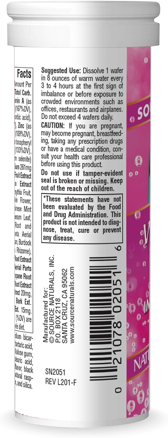 Source Naturals Wellness Fizz, Sabor Natural a Bayas - 10 Obleas