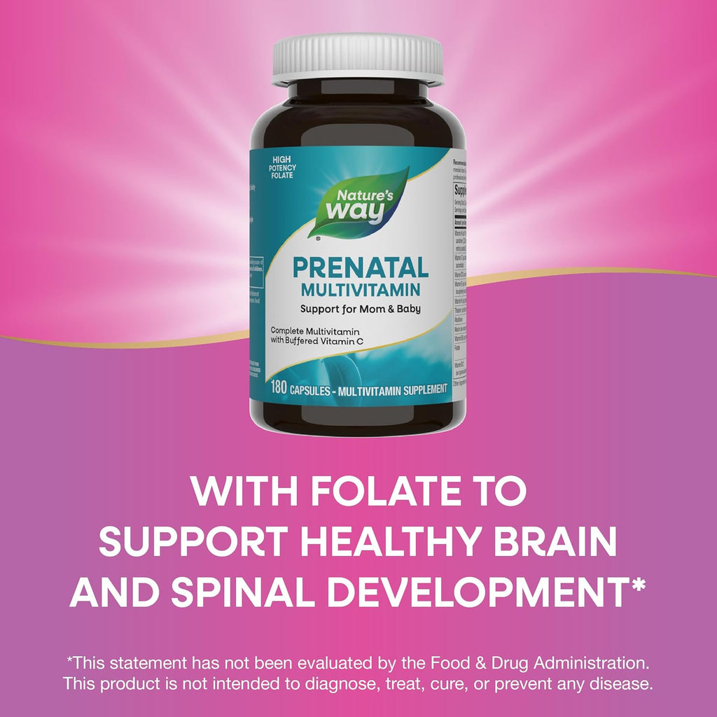 Nature's Way Multivitamínico Prenatal con Folato, Vitamina C y Vitaminas del Grupo B, 180 Cápsulas