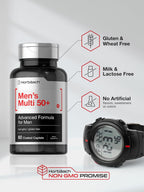 Horbäach Multivitamínico para Hombres 50+ | 60 Comprimidos | Fórmula Avanzada con Calcio, Magnesio, Vitaminas A, B, C, D y E | Sin Gluten y No-GMO