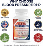 Blood Pressure 911 – Suplemento para el Apoyo de la Presión Arterial – Fórmula Natural con Espino Blanco, Olivo y Vitamina B12 – 60 Cápsulas
