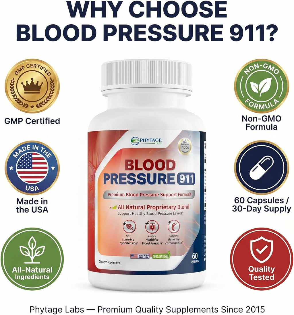 Blood Pressure 911 – Fórmula Avanzada con Espino Blanco y Olivo (Pack de 3)