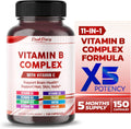 Ultra Complejo B con Vitamina C – Apoya la Salud Cerebral y Promueve el Cabello, la Piel y las Uñas Saludables – Alta Potencia B1, B2, B3, Folato, B12, Biotina, B5 y Colina – 150 Cápsulas