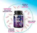 Nature's Peak Vitamina D3 K2 5000 UI + 100 mcg MK-7 - 60 Comprimidos Masticables Sabor Baya