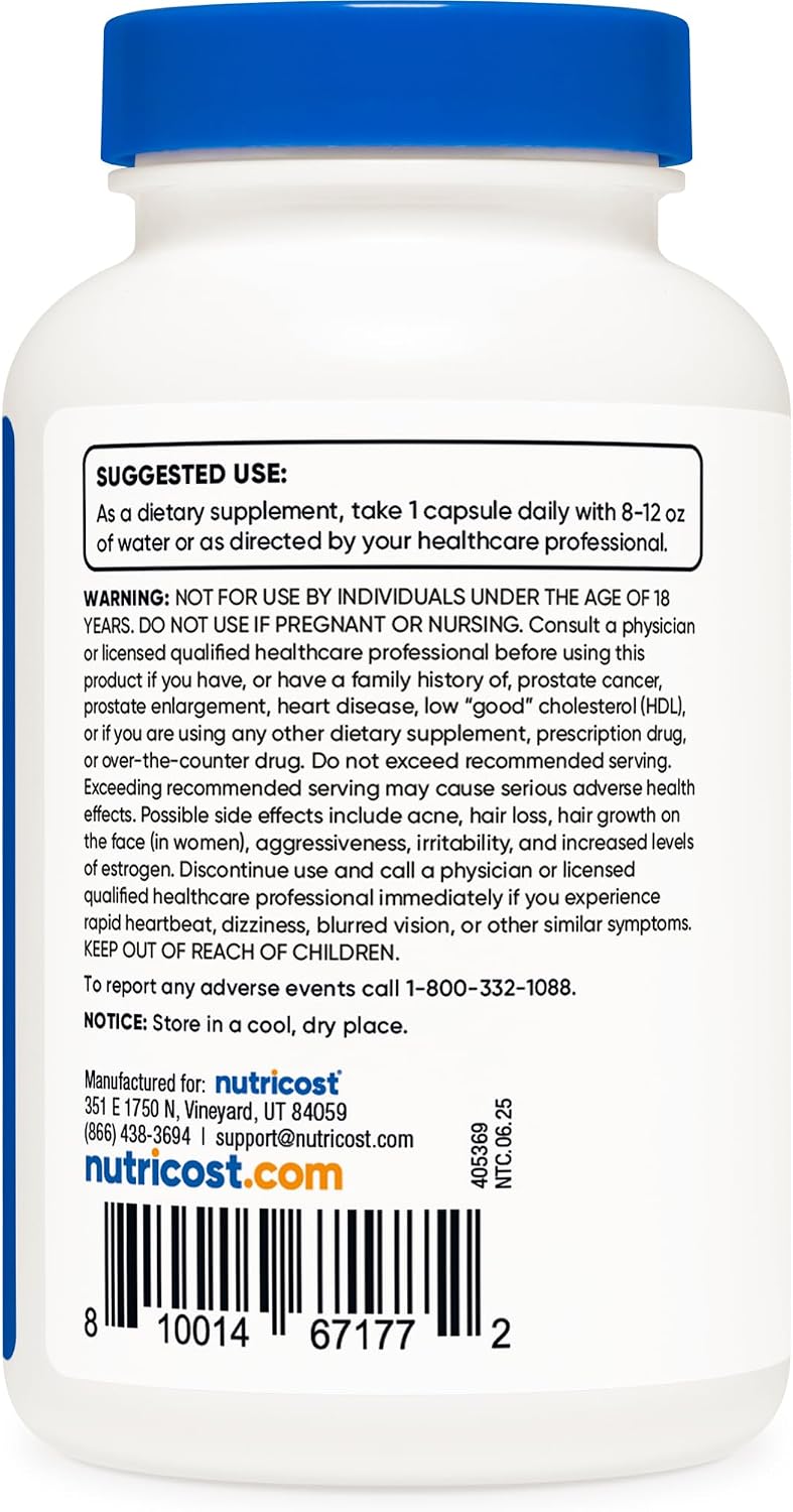 Nutricost DHEA 100mg, 240 Cápsulas - Sin Gluten, Sin Soja, No GMO