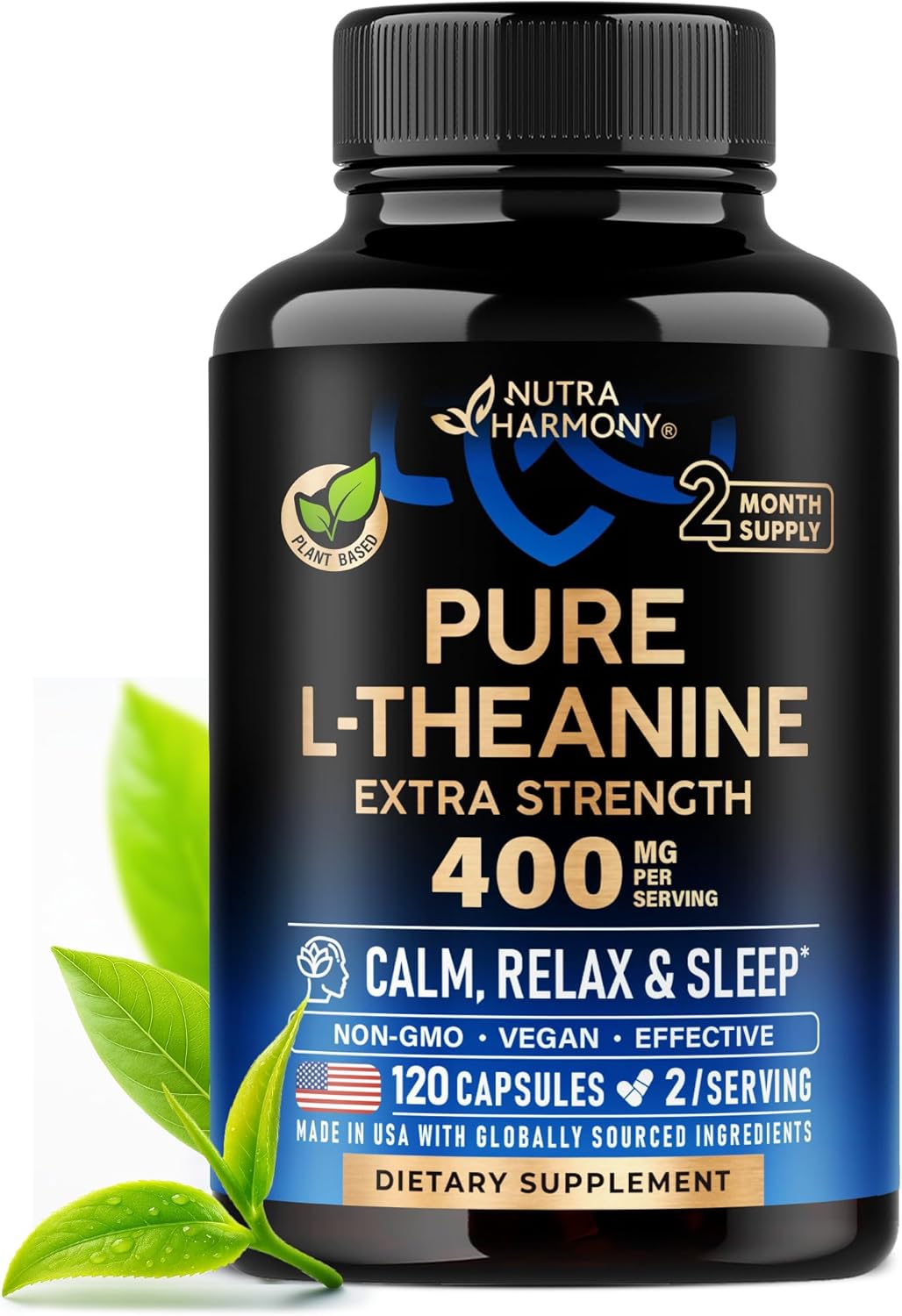 L-Teanina 400 mg | Suplemento de Relajación y Sueño | 240 Cápsulas Veganas