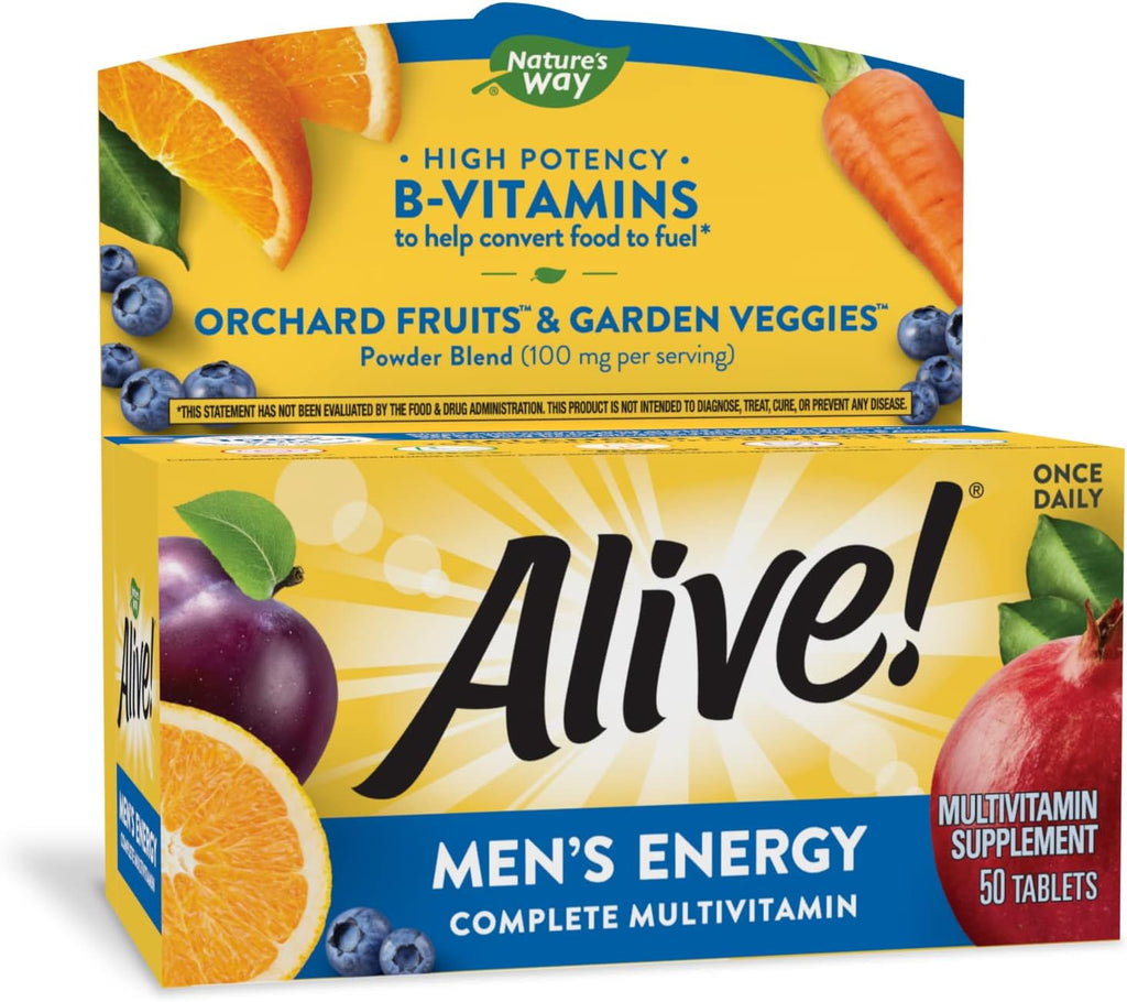 Nature's Way Alive! Multivitamínico Diario Completo para Hombres - Apoya el Metabolismo Energético y la Función Muscular - con Vitaminas B - Sin Gluten - 130 Comprimidos