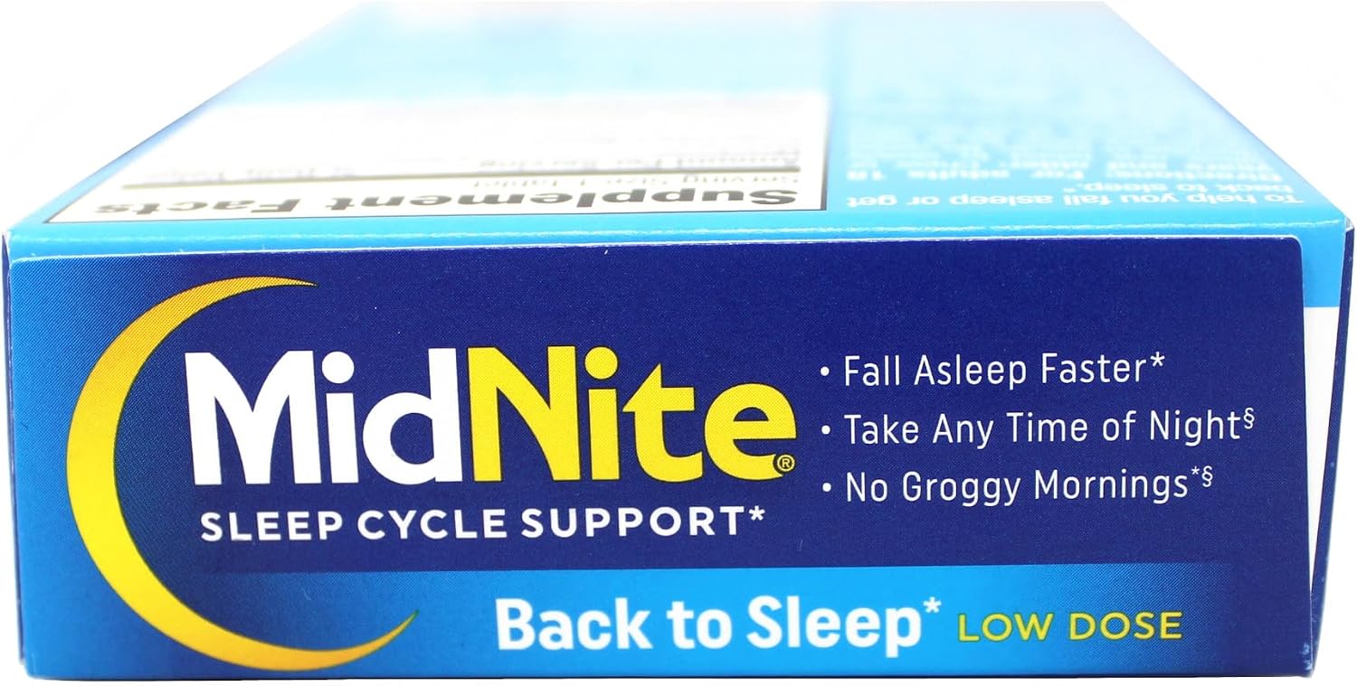 MidNite Melatonina Baja Dosis 1.5 mg con Mezcla Herbal – 30 Comprimidos de Fusión Rápida (Pack de 4)