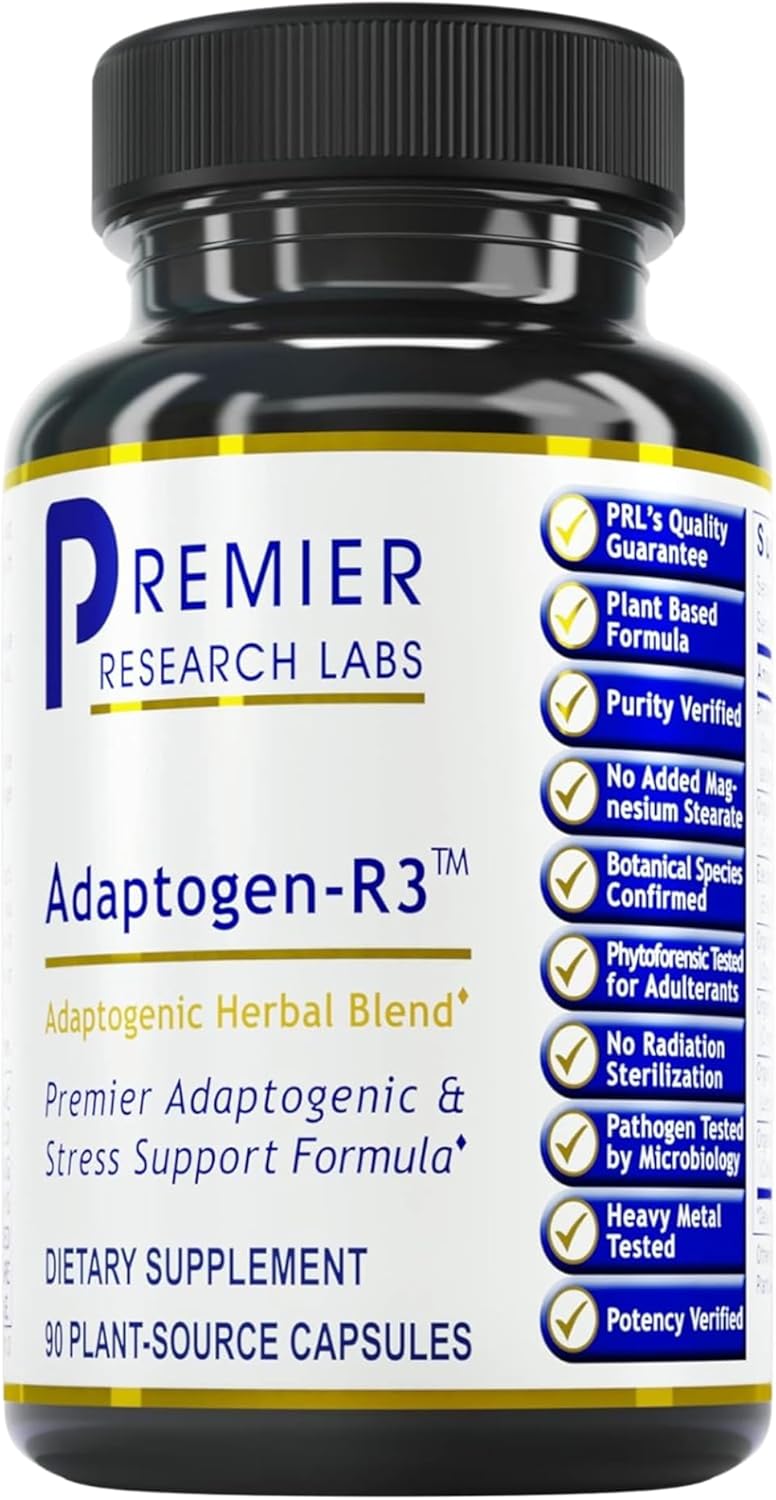 Premier Research Labs Adaptogen-R3 – Complejo de Adaptógenos con Rhodiola Rosea y Maca, 90 Cápsulas Vegetarianas