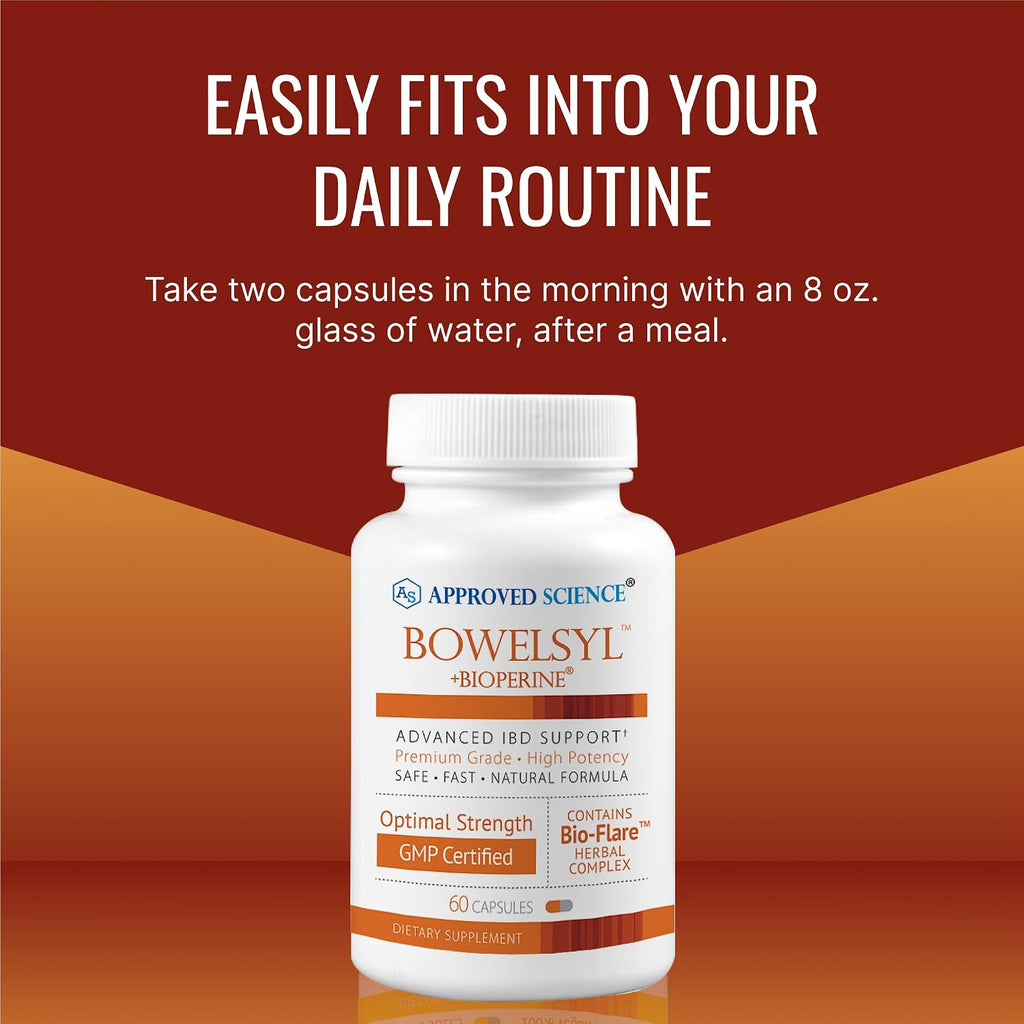 Approved Science Bowelsyl - 360 Cápsulas - Soporte para el Tracto GI, Calma el Colon, Restaura Nutrientes - Alta Absorción - Natural, No OGM