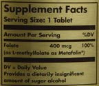 Solgar Folate 666 mcg DFE (Metafolin® 400 mcg) – 100 Comprimidos