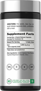 Horbäach Cápsulas de Raíz de Remolacha | 220 Cápsulas | Extracto Herbal | No-GMO, Sin Gluten
