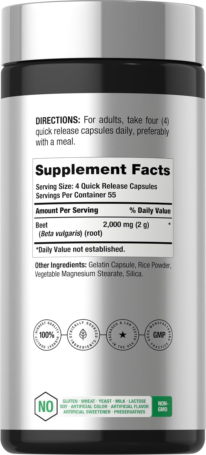 Horbäach Cápsulas de Raíz de Remolacha | 220 Cápsulas | Extracto Herbal | No-GMO, Sin Gluten