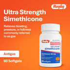 Rugby Ultra Strength Simeticona 180 mg - Alivio de Gases para Adultos - 60 Cápsulas Blandas