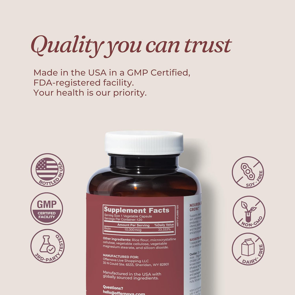 Offernova Biotin Ultra: Biotina 10.000 mcg - 120 Comprimidos