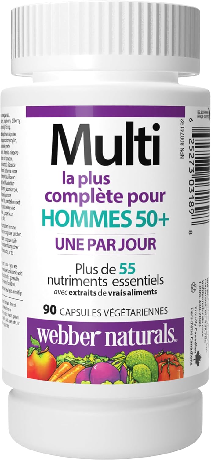 Webber Naturals Men's 50+ Most Complete Multi, 90 Cápsulas Vegetarianas