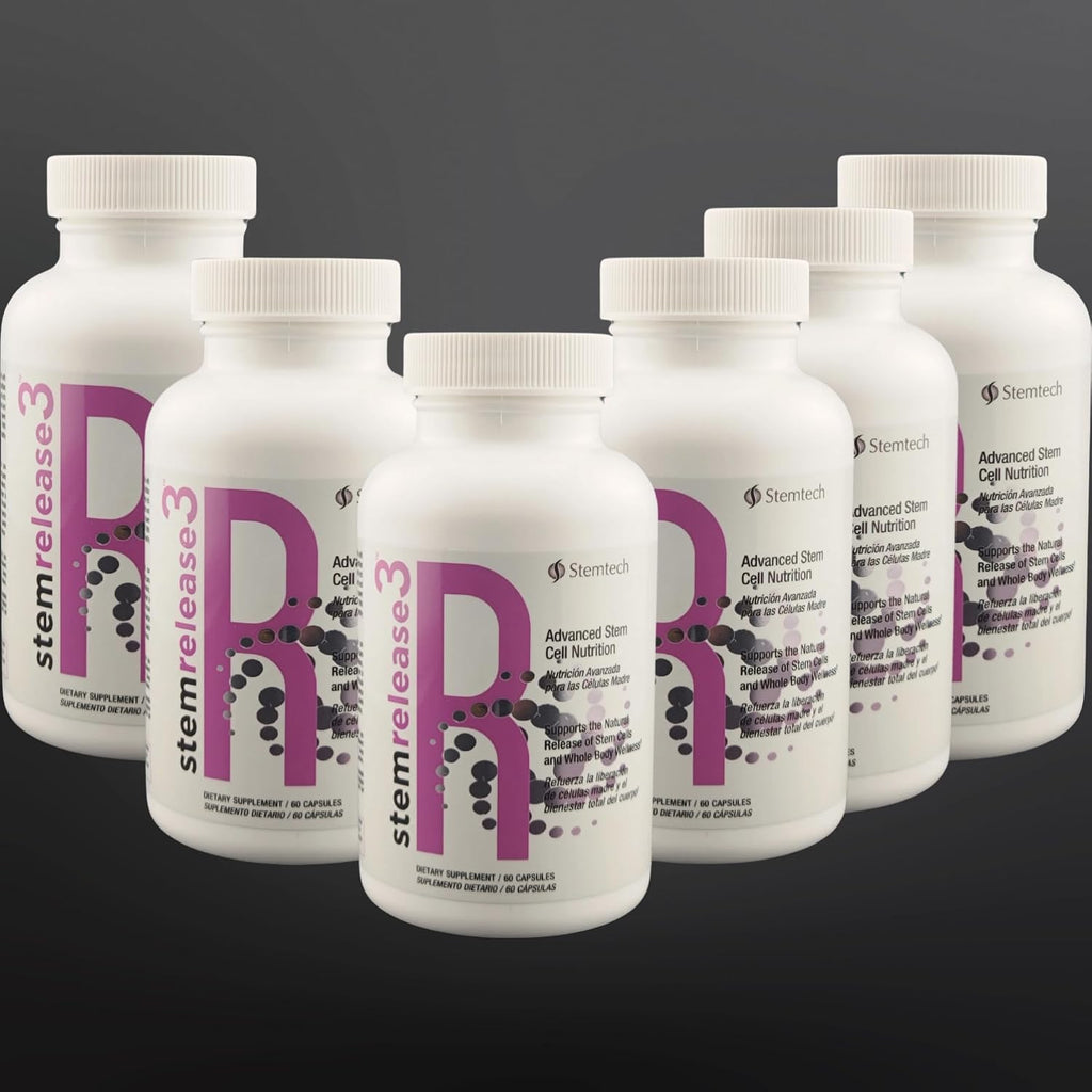 Stemrelease3™ Nutrición Celular Avanzada para la Renovación Natural y la Vitalidad Juvenil, Mezcla Exclusiva para la Salud de los Telómeros, 60 Cápsulas (Paquete de 6)
