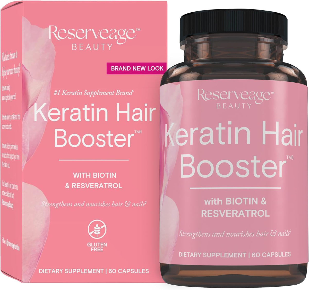 Reserveage Beauty Keratin Hair Booster con – Biotina: contribuye al mantenimiento del cabello, la piel y las – Image 1