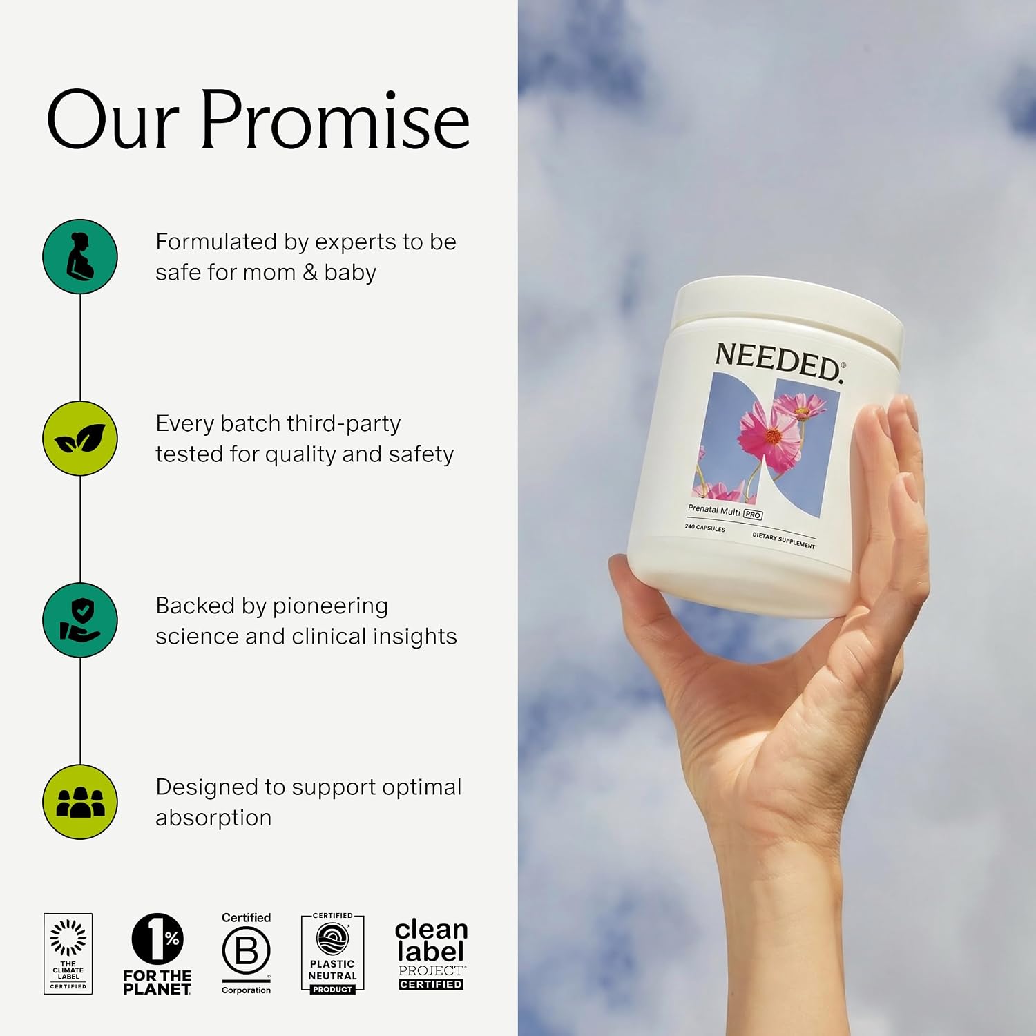 Needed. Prenatal Multi Pro | Multivitamínico con Colina para Embarazo y Lactancia