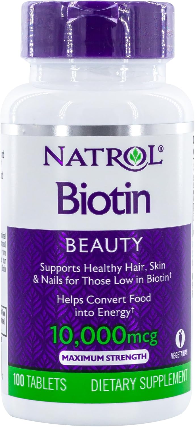 Natrol Biotina Máxima Potencia 10.000 mcg – 200 Tabletas (2 botellas de 100)
