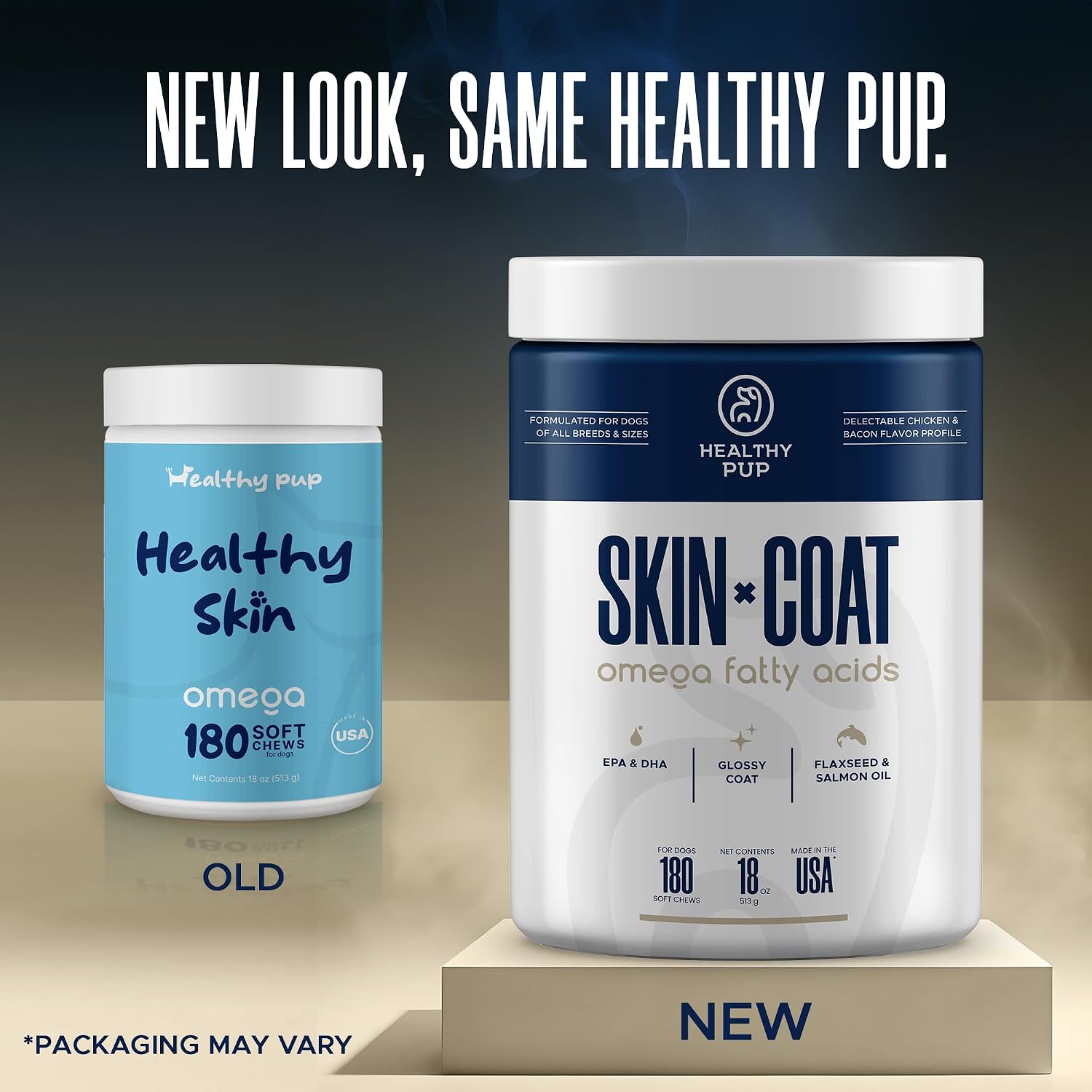 Healthy Pup Suplementos de Aceite de Pescado para Perros - 180 Golosinas Masticables - Omega 3, EPA, DHA, Biotina y Vitamina E - Piel y Pelaje Saludables