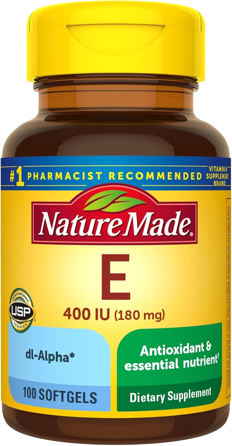 Nature Made Vitamina E 180 mg (400 UI) dl-Alfa, 100 Cápsulas (Pack de 3)