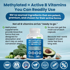 Complejo B Metilado con B12 Metilcobalamina y Metilfolato 1000 mcg - Complejo B Premium para Energía y Función Cognitiva - Multivitamínico Metilado (270 porciones, Paquete de 3)