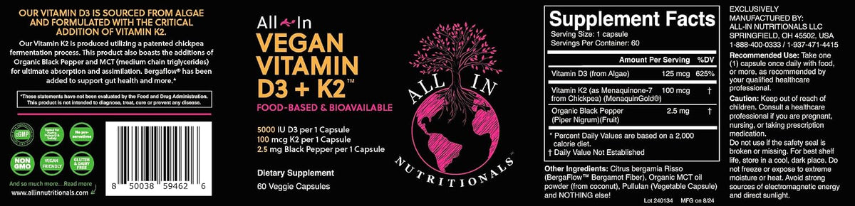All In Nutritionals Vegan Vitamin D3 + – Calidad del producto: All In Nutritionals formula sus productos con – Image 6