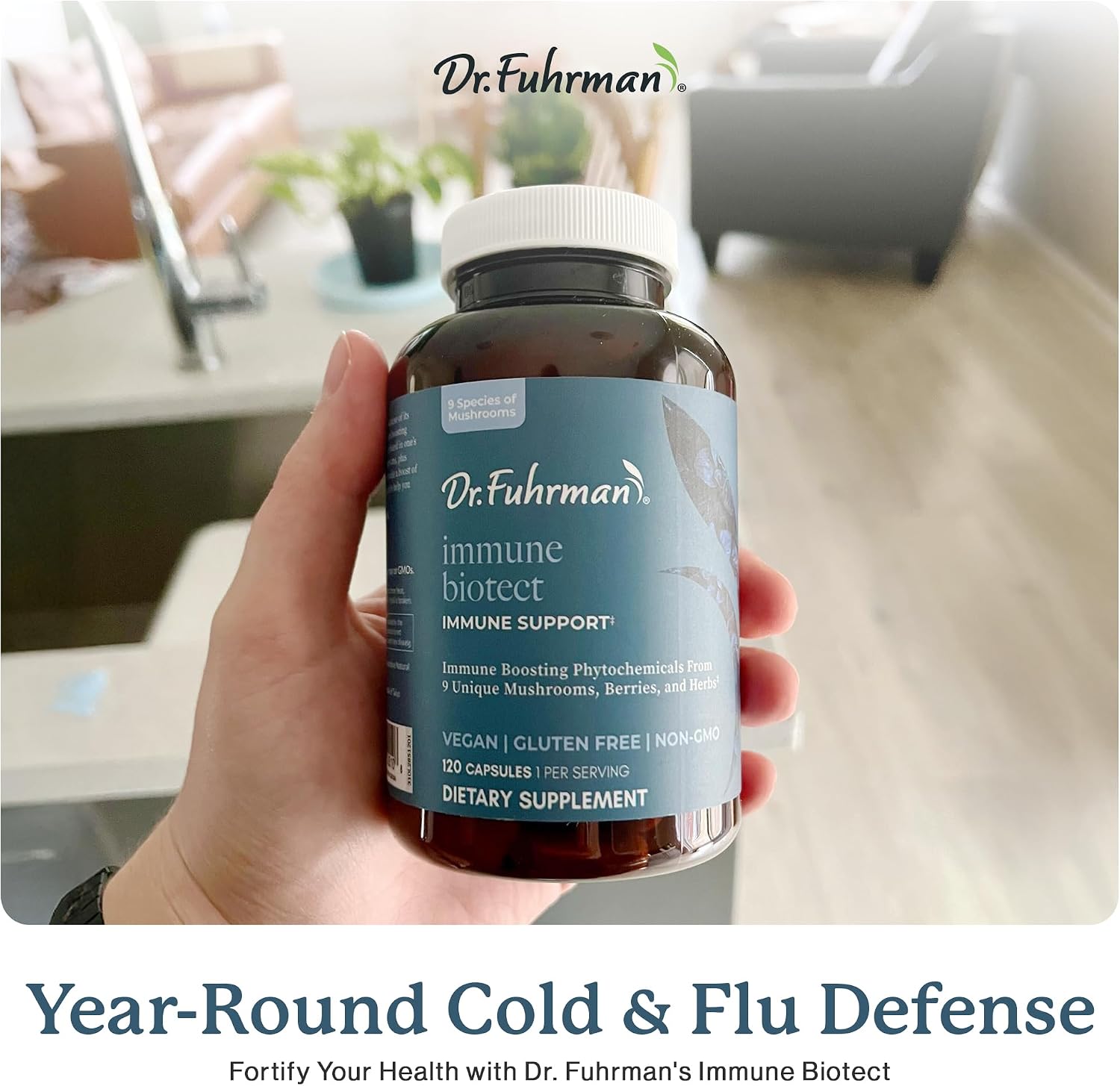 Dr. Fuhrman Immune Biotect – Apoyo Inmunológico Natural con Champiñones Orgánicos, Bayas y Astrágalo – 120 Cápsulas