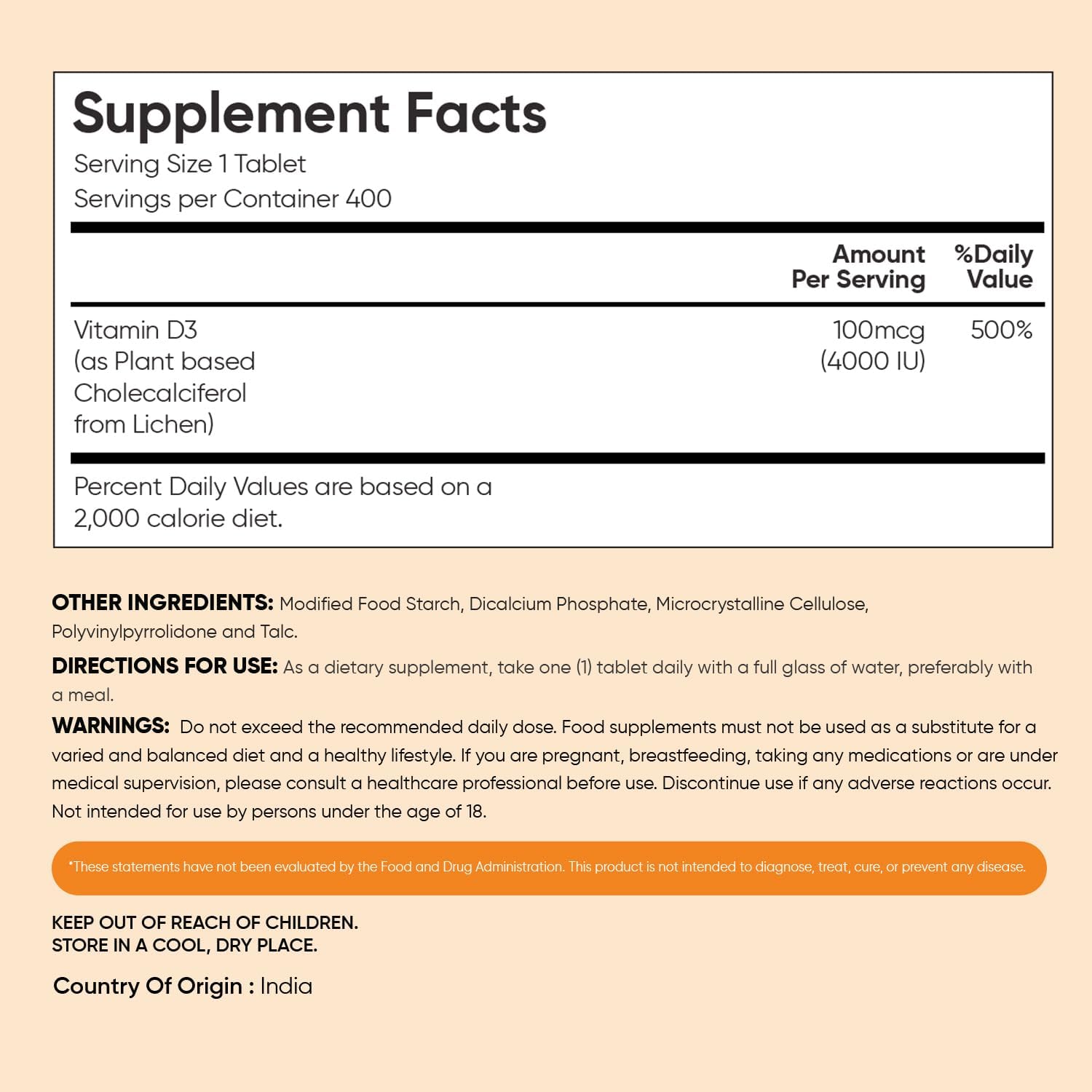 WeightWorld Vitamina D3 4000 IU (100 mcg) - 400 Comprimidos Veganos de Colecalciferol de Liquen
