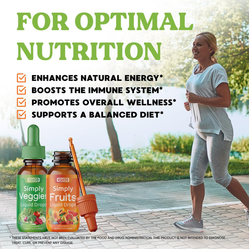 Simply Nature's Pledge - Suplemento de Frutas y Verduras - Gotas Líquidas - Superalimentos Integrales - Sin Soja - Hecho en EE. UU.