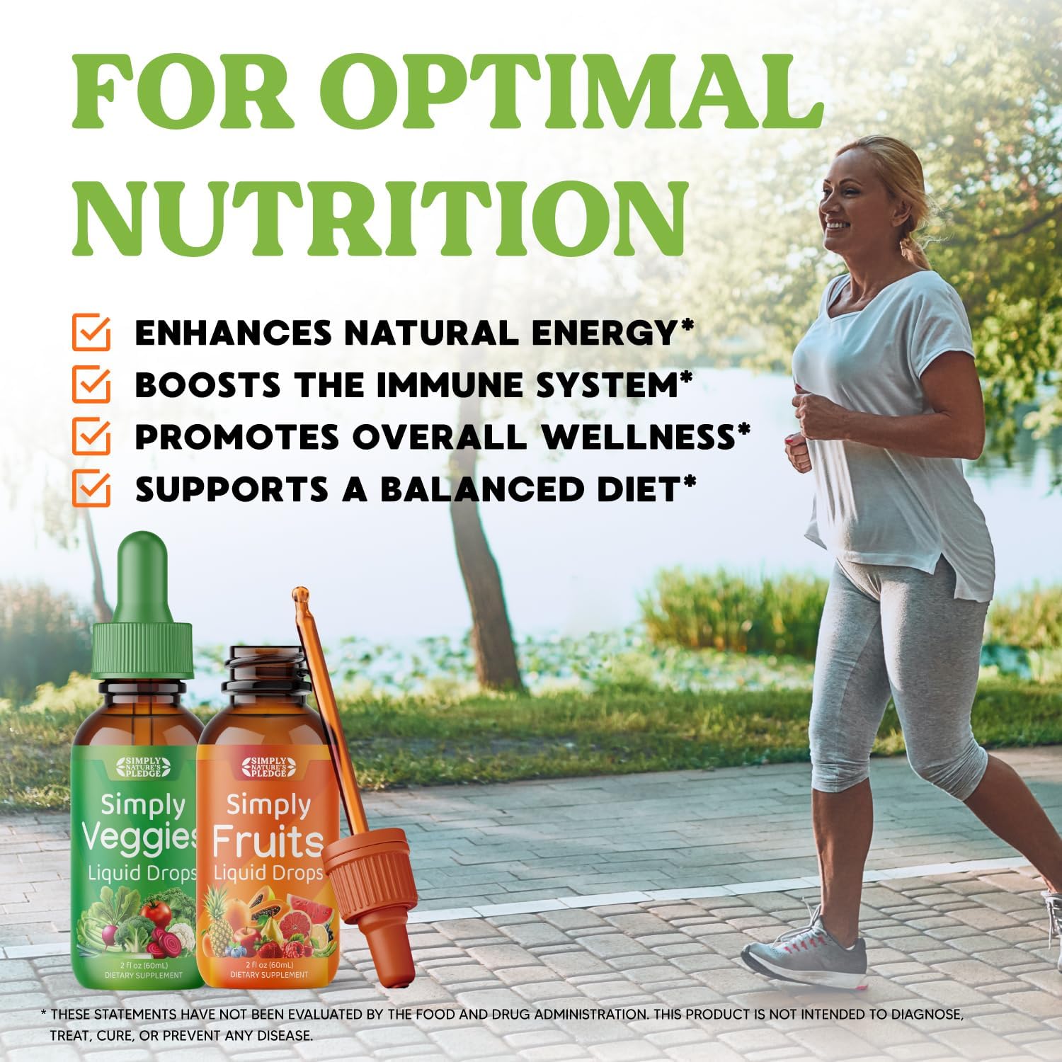 Simply Nature's Pledge - Suplemento de Frutas y Verduras - Gotas Líquidas - Superalimentos Integrales - Sin Soja - Hecho en EE. UU.