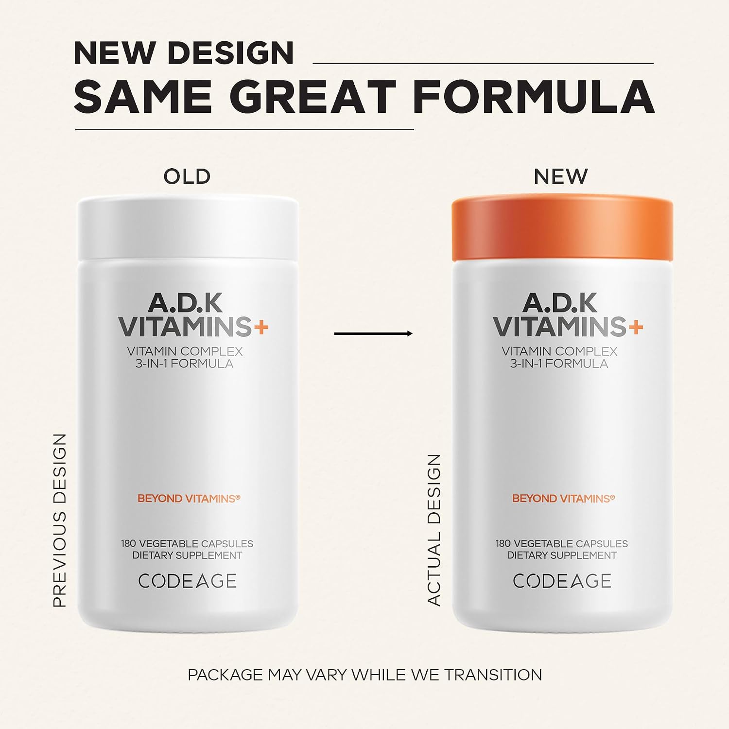 Codeage ADK Vitaminas A, D3, K1 y K2 (MK4 y MK7) - 180 Cápsulas - Suministro para 6 Meses