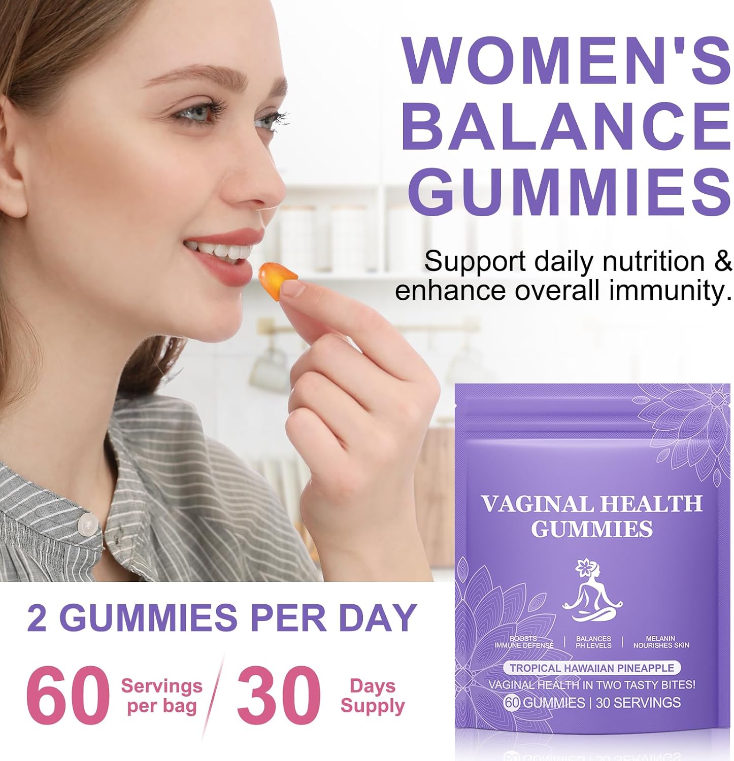 Gominolas de Piña para el Equilibrio Femenino con Probióticos y Vitamina C – 60 Gomitas