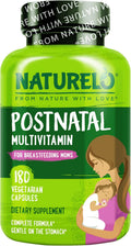 NATURELO Postnatal Multivitamin - Suplemento para Madres Lactantes - Vitaminas Vegetales, Folato, Hierro Suave - 180 Cápsulas