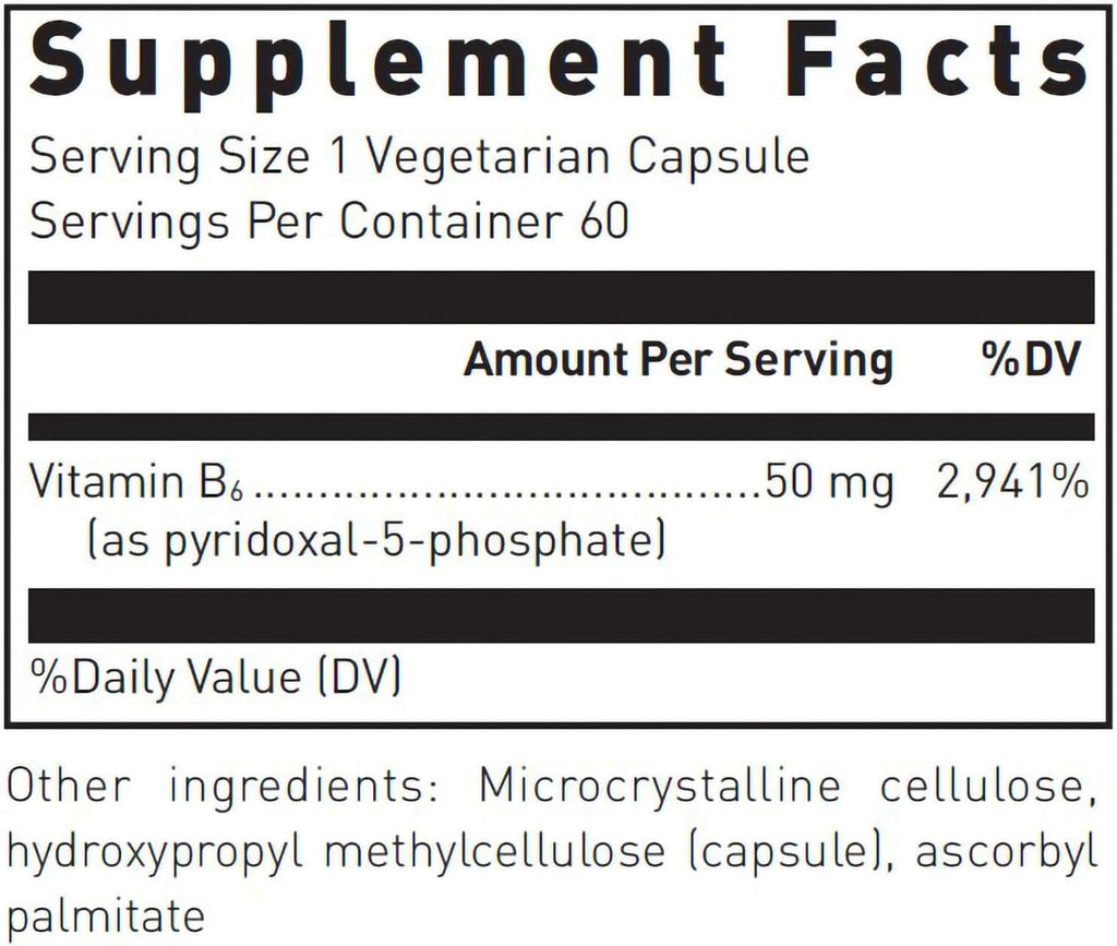 Douglas Laboratories Piridoxal-5-Fosfato (50 mg) - Active Vitamin B6 - 60 Capsules