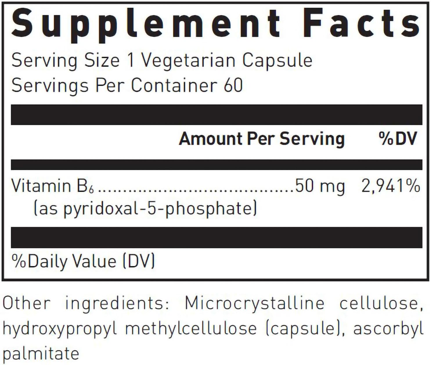 Douglas Laboratories Piridoxal-5-Fosfato (50 mg) - Active Vitamin B6 - 60 Capsules