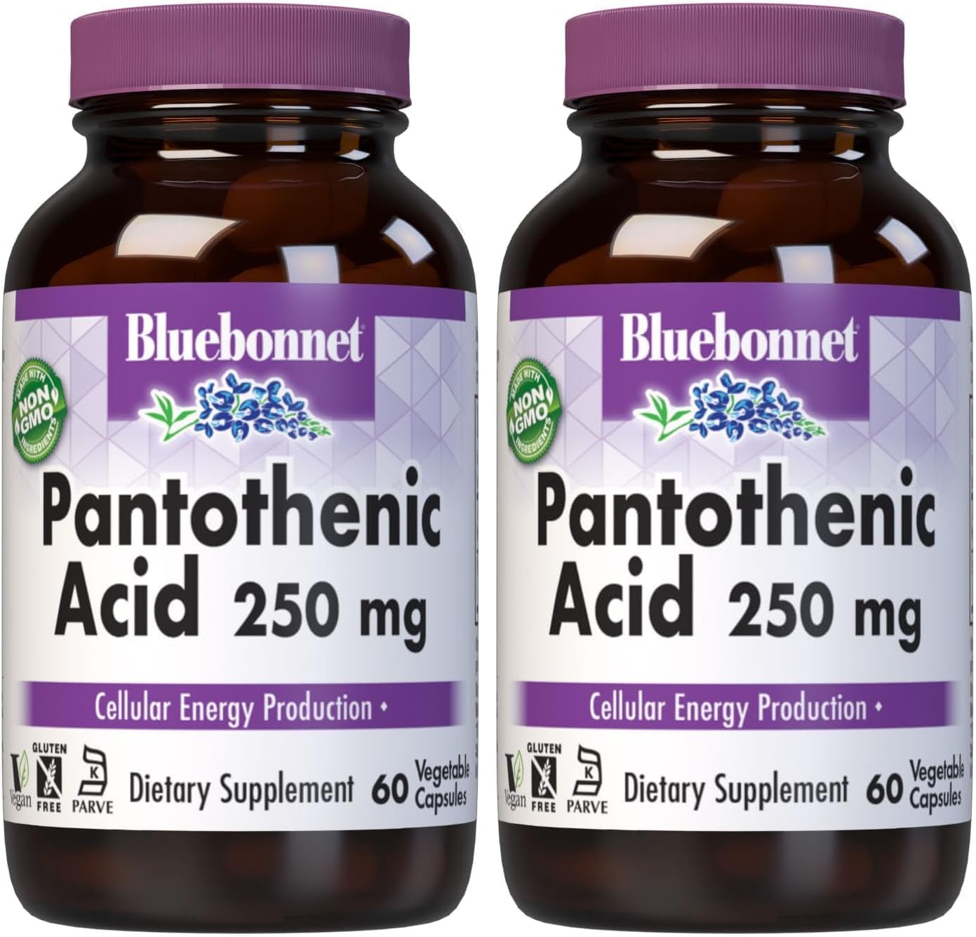 BlueBonnet Ácido Pantoténico 250 mg - 60 Cápsulas Vegetales