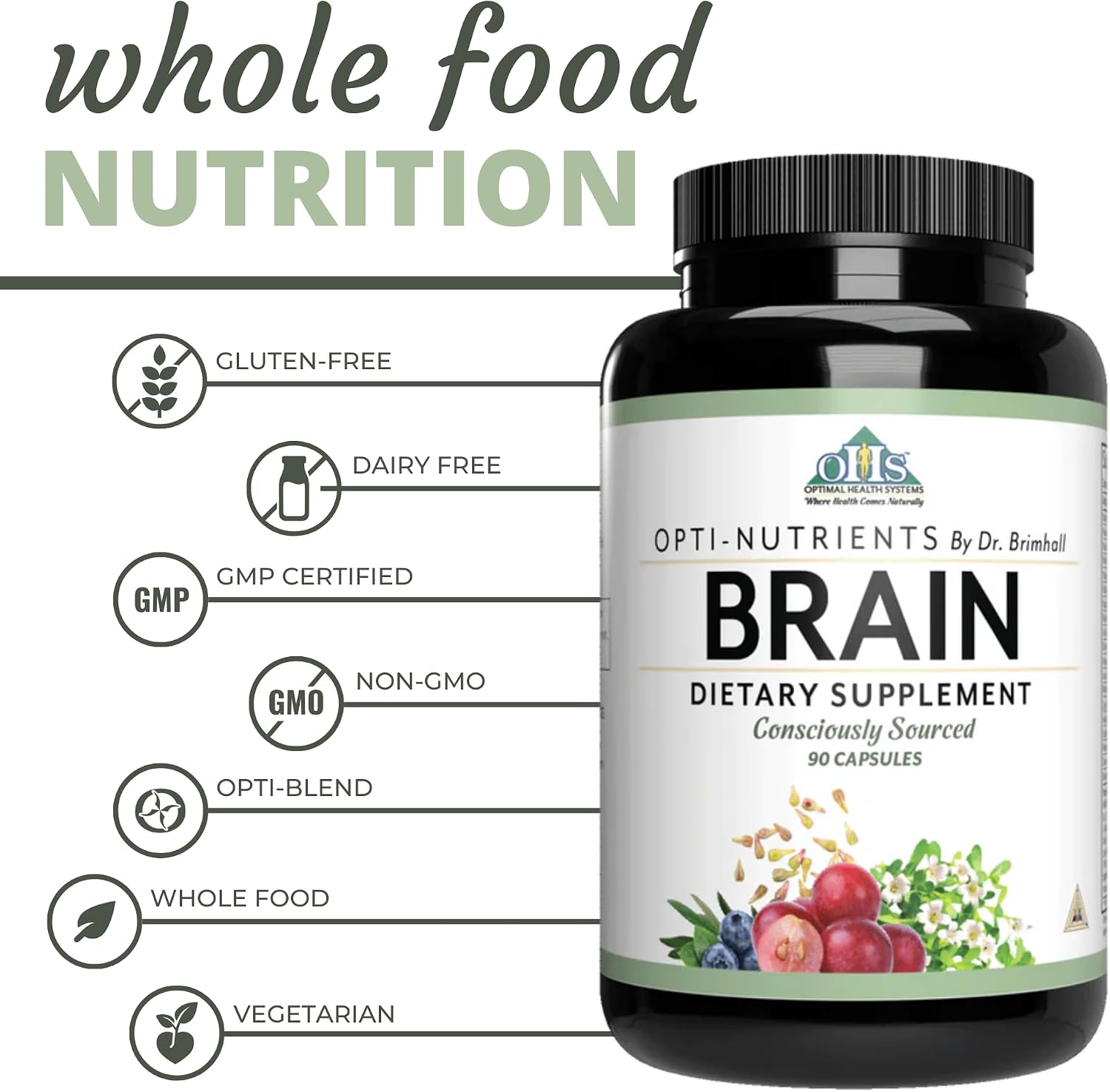 Optimal Health Systems Brain – Complejo Nootrópico Avanzado, 90 Cápsulas